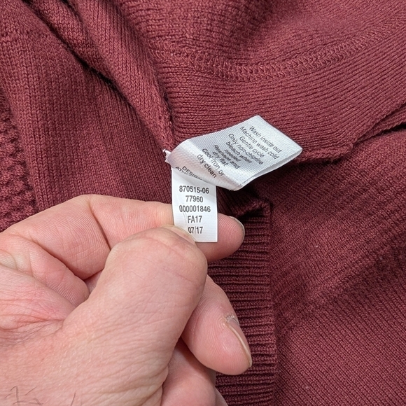 Athleta Sweater Womens L Red Burgundy Wool Thermal Honeycomb Waffle Knit - Picture 8 of 9